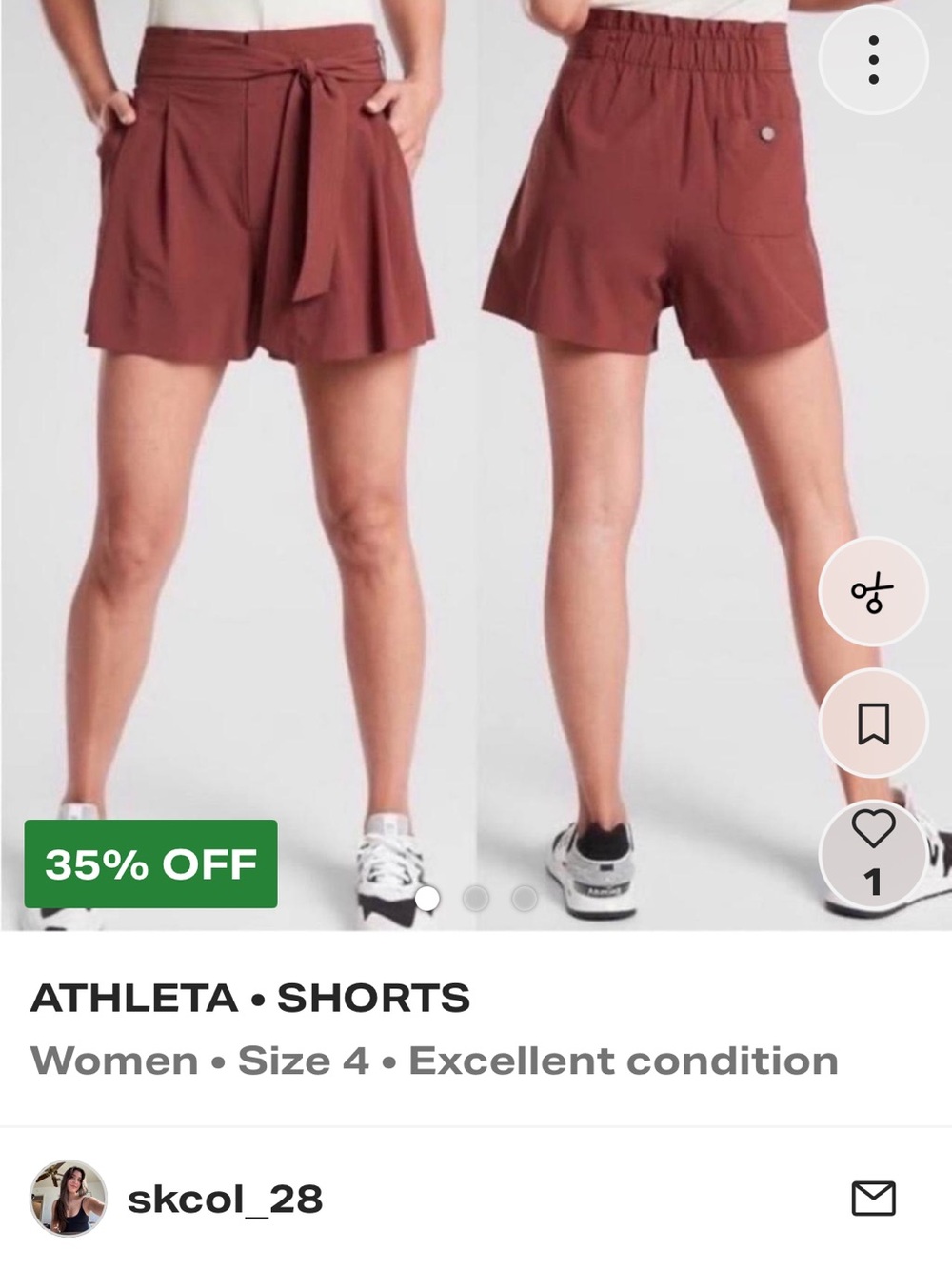 EUC Athleta Skyline Shorts. Size 12. Color is Rose Brown